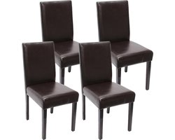 Cosmo Casa Set van 4 Eetkamerstoelen - Keukenstoelen - Kunstleer - Bruin - Donkere Poten - 90 cm x 43 cm x 56 cm