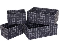 Cosmo Casa Set van 4 opbergmanden - Decoratieve mand mand - Opbergplank mand decoratie - Donkergrijs
