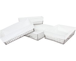 Cosmo Casa Set van 4 Tanta plankmanden - Badkamermand - Kastmand - Opbergorganizer - Metaal met stoffen bekleding