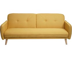 Cosmo Casa Slaapbank - Bank - Opvouwbare Bank - Logeerbed - Slaapfunctie - Stof/Textiel - 185cm - Geel