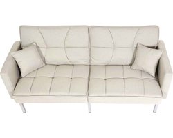 Cosmo Casa Slaapbank - Slaapbank - Logeerbed - Slaapfunctie - Ligoppervlak 170x104 cm - Stof/textiel Crème - beige