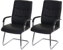 Cosmo Casa Sledestoel - Moderne Vergaderstoel - Stijlvolle Rugstiksels - Verchroomd Onderstel - Optimaal Comfort - Set van 2