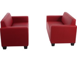 Cosmo Casa Sofa set - 2x 2 - zitsbank - Faux Leather - Rood