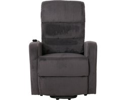 Cosmo Casa - TV Stoel - Relaxstoel - Lig- en Opsteunfunctie - Metaal Textiel Cord - Donkergrijs