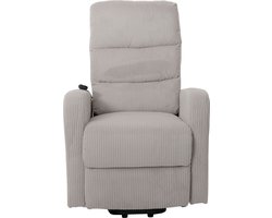 Cosmo Casa - TV Stoel - Relaxstoel - Lig- en Opsteunfunctie - Metaal Textiel Cord - Lichtgrijs