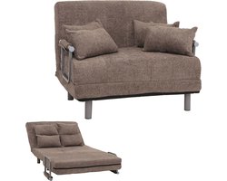 Cosmo Casa - Vouwbedbank - Logeerbed met Slaapoppervlak 190x100cm - Bouclé Stof (500g/m²) - Lichtbruin