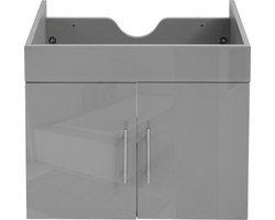Cosmo Casa - Wastafelonderkast, Badmeubel, MVG Hoogglans 60cm - Grijs