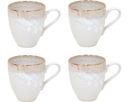 Costa Nova beker met oor Taormina wit met gouden rand set van 4