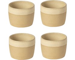 Costa Nova koffiekopje kop Arenito Zand Geel set van 4 handgemaakt in Portugal 20 CL H 6.6 CM