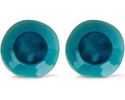 Costa Nova Rivièra diep bord 25 cm Turquoise set van 2