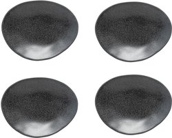 Costa Nova Serveer Livia mat zwart ovaal bordje side plate 16 cm set van 4