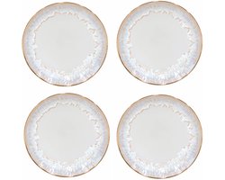 Costa Nova servies ontbijtbord Taormina wit aardewerk met gouden rand set van 4 - 21.6 x 2.8 cm