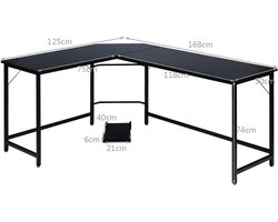 COSTWAY 125 x 168cm L-vormige Hoekbureau computertafel met CPU-standaard, PC-laptop-studietafel met weinig werkruimte, werkstation Kantoor houten bureau met verstelbare voetzolen, perfect voor kantoor, slaapkamer of speelkamer
