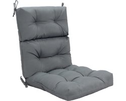 COSTWAY 2-in-1 kussens voor stoel, vloerstoelzitkussen, bekleding met hoge verstelbare rugleuning en banden, vloerstoelkussen, zitkussen voor tuinstoel, fauteuil, binnen en buiten, grijs