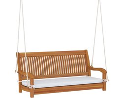 COSTWAY 2-zits schommelbank, houten hangbank, tuinschommel met zitkussens, rugleuning en armleuningen, Hollywoodschommel met een draagvermogen tot 360 kg, hangschommel voor buiten voor terras, tuin en balkon