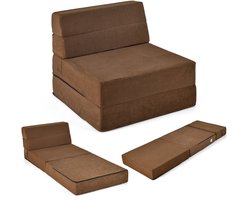 COSTWAY 3-in-1 opvouwbare slaapbank, vouwmatras, schuim, extra dik (15 cm), slaapbed, vloermat, vouwmatras, gastenmatras met afneembare en wasbare overtrek, 190 x 71 x 15 cm