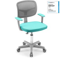 COSTWAY 360° draaibare kinderbureaustoel, 80-91,5 cm, in hoogte verstelbare jeugdstoel met rugleuning en armleuningen, computerstoel met 5 vergrendelbare wielen, voor kinderen van 3 tot 10 jaar oud