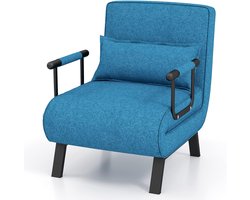COSTWAY 4-in-1 Slaapstoel 1 persoons - inklapbaar - belastbaar tot 150 kg - slaapbank met 5 standen verstelbare rugleuning - afneembaar kussen - Logeerbed - Slaapfauteuil