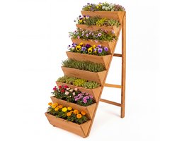 COSTWAY 8-laags verticaal tuinbed, vurenhouten bloembed, verticale plantenbak met plantenbakken, houten bloementrap, bloembak voor terras, balkon, tuin (Oranje)
