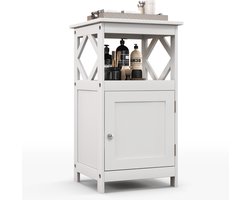 COSTWAY Badkamerkast wit, houten badkamerkast, bijzetkast met enkele deur en open plank, 40 x 40 x 74 cm, voor badkamer, woonkamer, eetkamer en keuken, modern