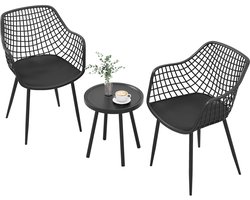 COSTWAY Balkonmeubelset, 3-delige tuinmeubelset met 2 stoelen en tafel, weerbestendige balkonset, terrasmeubels, tuingarnituur, zitgroep voor tuin, balkon, terras