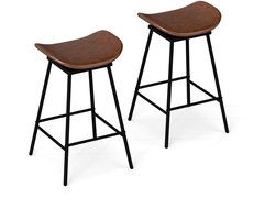 COSTWAY Barkruk set van 2, barkruk 360 graden draaibaar, zithoogte 71,5 cm, houten kruk met voetensteun, bistrokruk gevoerd, keukenkruk, modern (bruin)