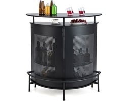 COSTWAY Bartafel keuken, aanrecht met opbergruimte en voetensteun, bar met metalen frame, verstelbare poten, 110,5 x 48 x 112,5 cm, zwart