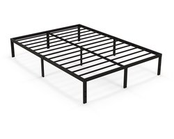 COSTWAY Bed 140 x 200 cm, bedframe van metaal, bedframe, metalen bed, tweepersoonsbed, platformbedframe, hoogte 36 cm, opbergruimte onder het bed, eenvoudige montage