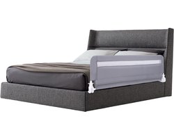 COSTWAY Bedhekje voor peuters, bedbeschermingshek met veiligheidsgordel en afneembare overtrek, kinderbedhek, valbescherming voor kinderbed, boxspringbed, grijs, 120 x 42 cm