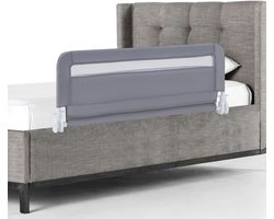COSTWAY Bedhekje voor peuters, bedbeschermingshek met veiligheidsgordel en afneembare overtrek, kinderbedhek, valbescherming voor kinderbed, boxspringbed, grijs, 100 x 42 cm
