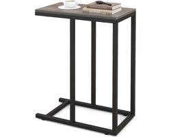 COSTWAY Bijzettafel C-vorm, banktafel met metalen frame, koffietafel voor woonkamer, slaapkamer, kleine ruimtes, salontafel voor bank en bed, laptoptafel, 45,5 x 25,5 x 64 cm (grijs)
