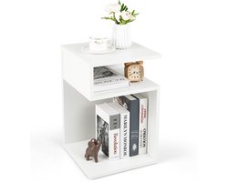 COSTWAY Bijzettafel hout, 3 niveaus banktafel, nachtkastje wit, modern, voor woonkamer en slaapkamer, 33 x 33 x 50 cm