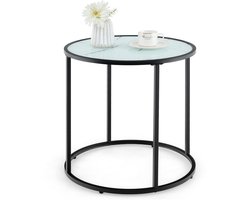 COSTWAY Bijzettafel, ronde salontafel, koffietafel met marmeren imitatie glasplaat en verstelbare poten, kleine salontafel voor woonkamer, slaapkamer, 50 x 50 x 50 cm