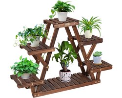 COSTWAY Bloementrap, plantenstandaard, hout, plantentrap, bloemenstandaard, plantenrek, tuin, houten rek met meerdere verdiepingen