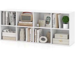 COSTWAY Boekenkast, boekenkast met 8 vakken, kantoorplank, kubusplank, kan verticaal of ondersteboven gebruikt worden, staande plank, opbergplank voor woonkamer, kantoor, 121,5 x 29 x 61 cm, wit