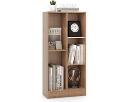COSTWAY Boekenkast met 5 vakken, staand rek, kubusrek, kantoorplank, opbergrek voor woonkamer, slaapkamer, werkkamer, kantoor, 50 x 24 x 104 cm (natuur)