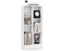 COSTWAY Boekenkast met 5 vakken, staand rek, kubusrek, kantoorplank, opbergrek voor woonkamer, slaapkamer, werkkamer, kantoor, 50 x 24 x 104 cm (wit)