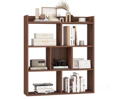 COSTWAY Boekenkast met 7 vakken, staand rek, kubusrek, opbergrek voor woonkamer, slaapkamer, kantoor, 80 x 20 x 90 cm (walnoot)