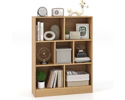 COSTWAY Boekenkast met 7 vakken, staand rek met 3 niveaus, kubusrek, kantoorplank, opbergrek voor woonkamer, slaapkamer, werkkamer, kantoor, 80 x 24 x 104 cm (natuur)