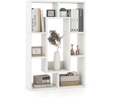 COSTWAY Boekenkast met 7 vakken, staand rek, ruimteverdeler, kubusrek met kantelbescherming, opbergrek voor woonkamer, werkkamer, kantoor, 60 x 20 x 90 cm (wit)