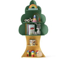 COSTWAY Boekenkast voor kinderen in boomvorm, 5 niveaus, kinderrek, speelgoedrek van hout, hoekrek voor kinderkamer, speelkamer, 48 x 48 x 132 cm, groen
