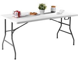 COSTWAY Buffettafel inklapbaar, 153 x 74 cm, klaptafel met draaggreep, partytafel, campingtafel van kunststof, tuintafel voor tuin, terras en balkon