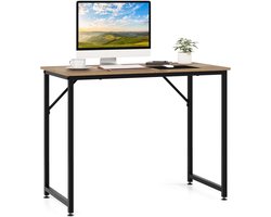 COSTWAY Bureau, kleine computertafel, 100 x 50 x 77 cm, bureautafel, pc-tafel, metalen frame, voor thuiskantoor, werkkamer