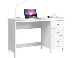 COSTWAY Bureau met 3 laden, computertafel van hout, kinderbureau, pc-tafel, kantoortafel voor thuis, kantoor, 120 x 50 x 75 cm (wit)