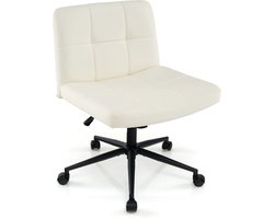 COSTWAY Bureaustoel zonder armleuningen, bureaustoel met brede zitting, computerstoel met wielen en kantelfunctie, draaistoel, in hoogte verstelbaar, 360 graden draaibaar voor thuiskantoor