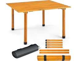 COSTWAY Campingtafel, oprolbare picknicktafel van hout, draagbare multifunctionele outdoortafel met draagtas voor strand, picknicks, vissen en feesten, 69 x 69 x 42 cm