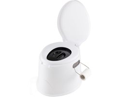 COSTWAY Campingtoilet, draagbaar, reistoilet, belastbaar tot 200 kg, mobiel toilet met afneembaar emmer, toiletpapierhouder, voor kamperen, wandelen en reizen