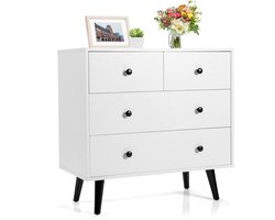 COSTWAY Commode met 4 laden, dressoir van hout, opbergkast modern, ladekast voor woonkamer slaapkamer ingang, 80 x 40 x 77 cm