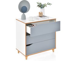 COSTWAY Commode met laden, dressoir hout, ladekast voor slaapkamer en garderobe, 75 x 42 x 75 cm (grijs)