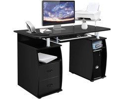 COSTWAY Computertafel, computer bureau met toetsenbordlade, laden, printerplank, kantoortafel, werktafel, PC-tafel, 120 x 55 x 85 cm